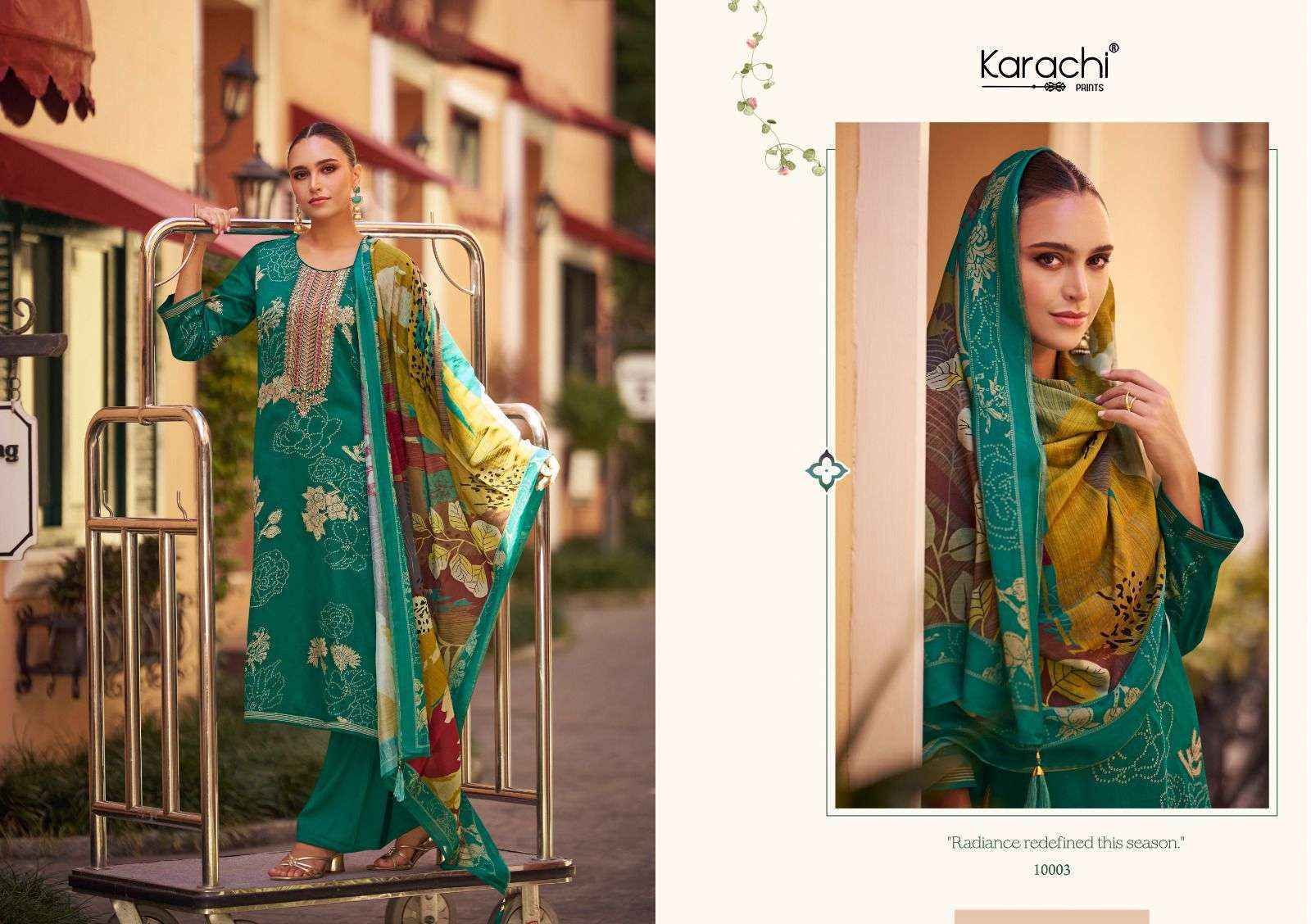 Karachi Prints Aaliyah Jam Satin Dress Material (6 pcs Catalogue)