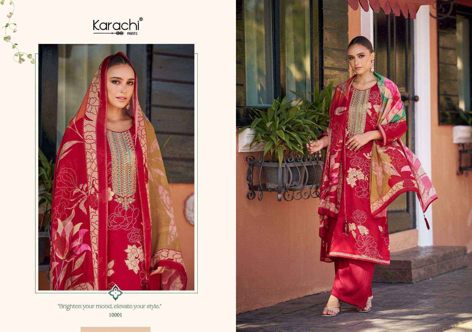 Karachi Prints Aaliyah Jam Satin Dress Material (6 pcs Catalogue)