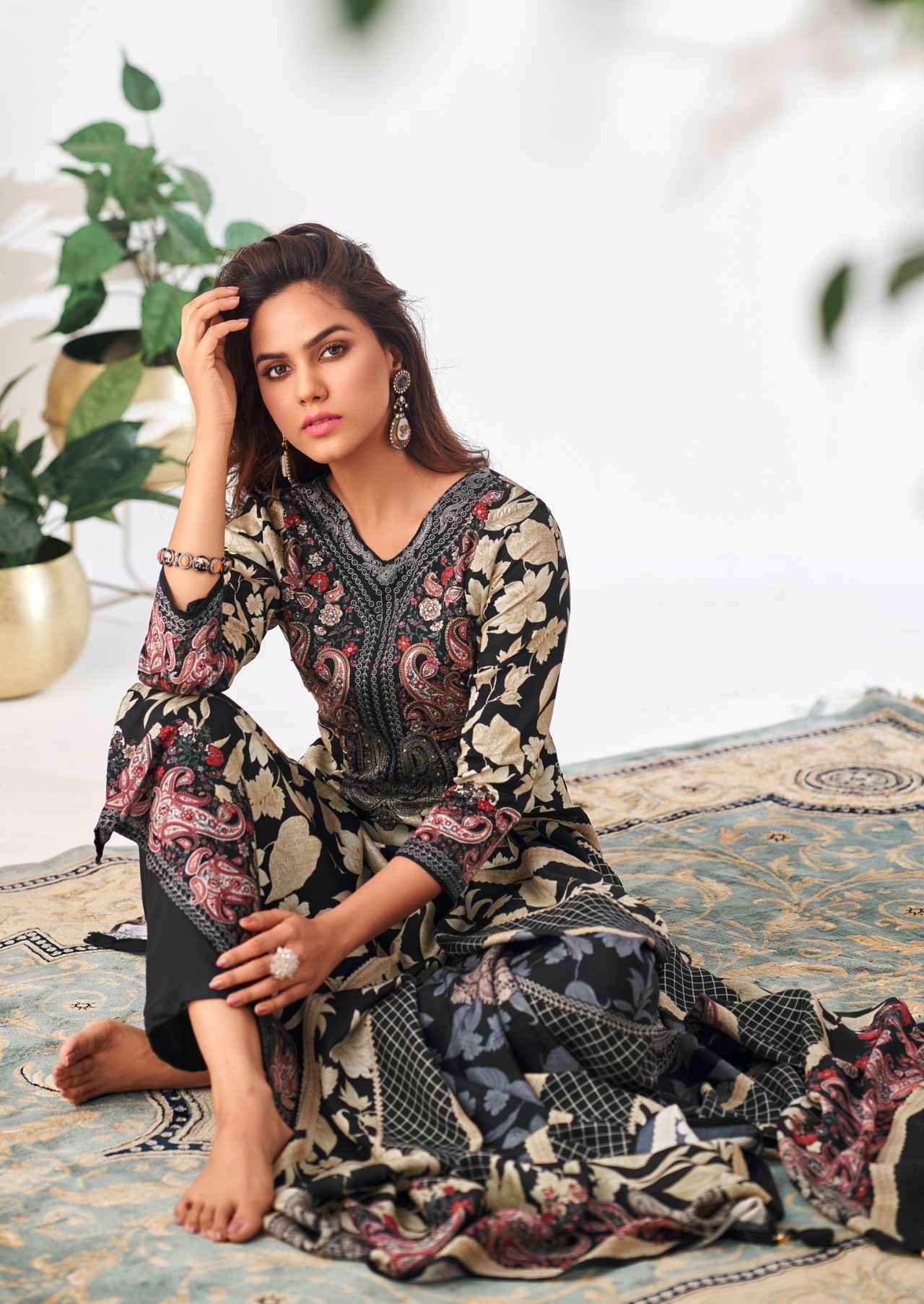 Karachi Prints Samma Jam Satin Dress Material (4 pcs Catalogue)