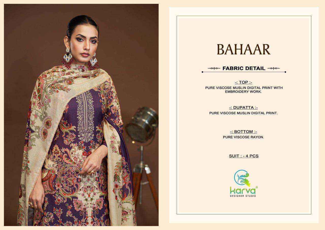 Karva Bahaar Viscouse Dress Material (4 pcs Catalogue)