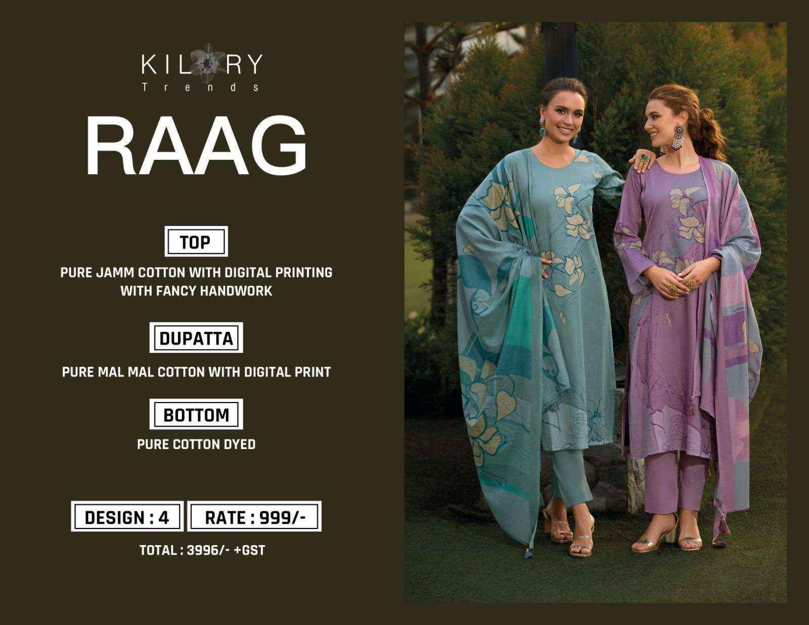 Kilory Trends Raag Jam Cotton Dress Material (4 pcs Catalogue)
