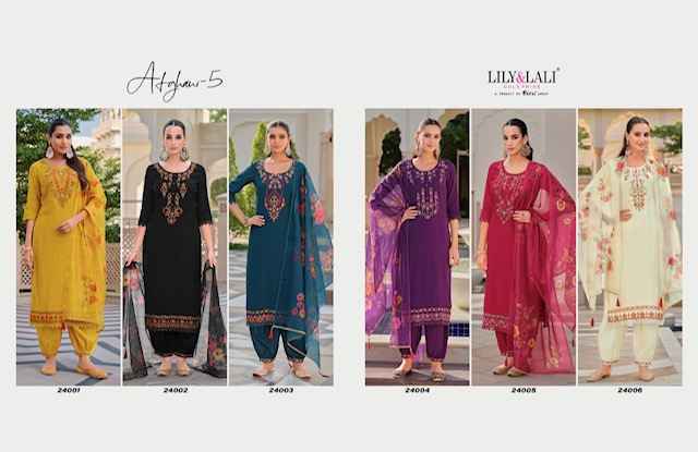 Lily & Lali Afghani Vol-5 Silk Readymade Suit (6 pcs Catalogue)