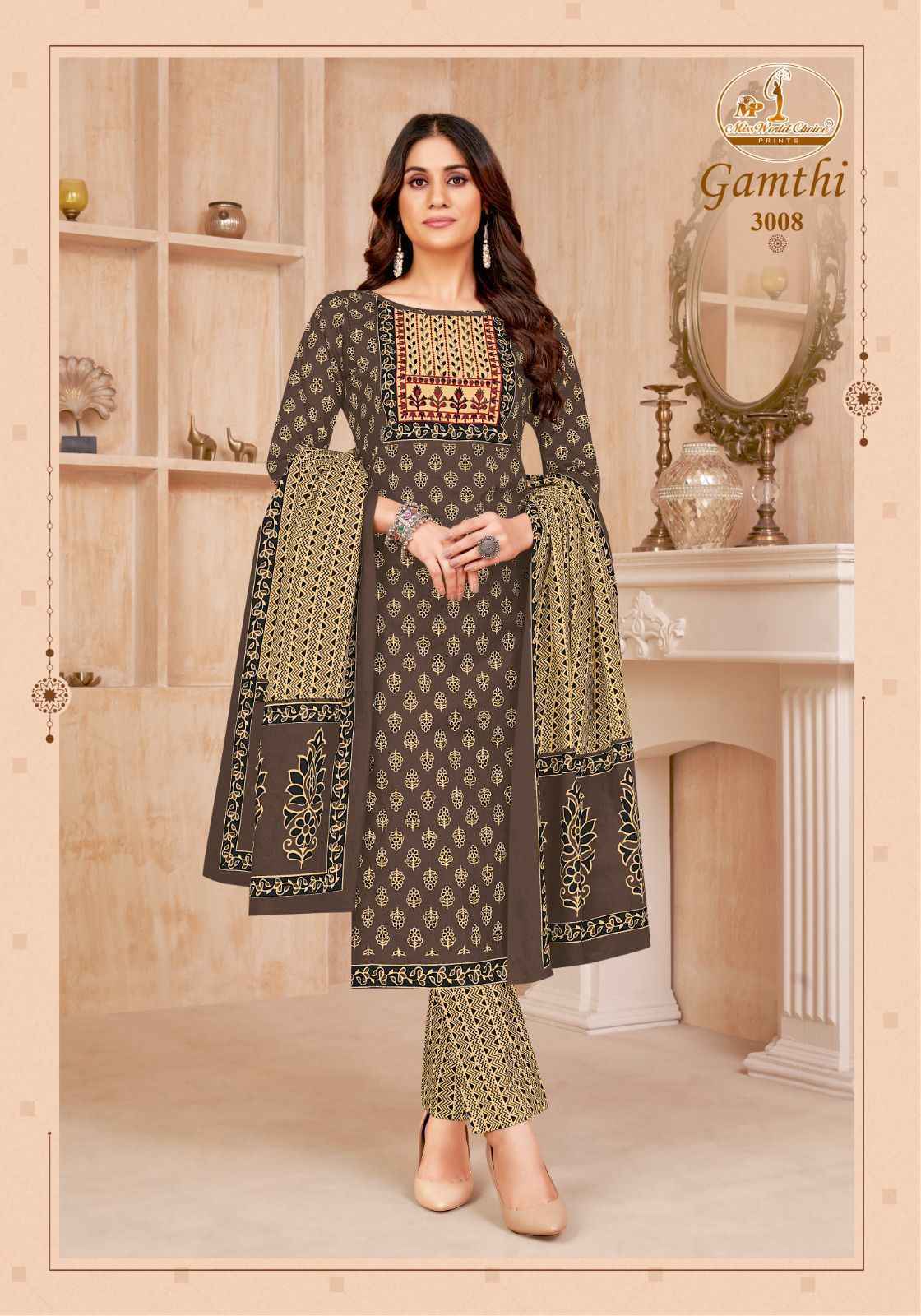Miss World Choice Gamthi Vol-3 Cotton Dress Material (10 pcs Catalogue)