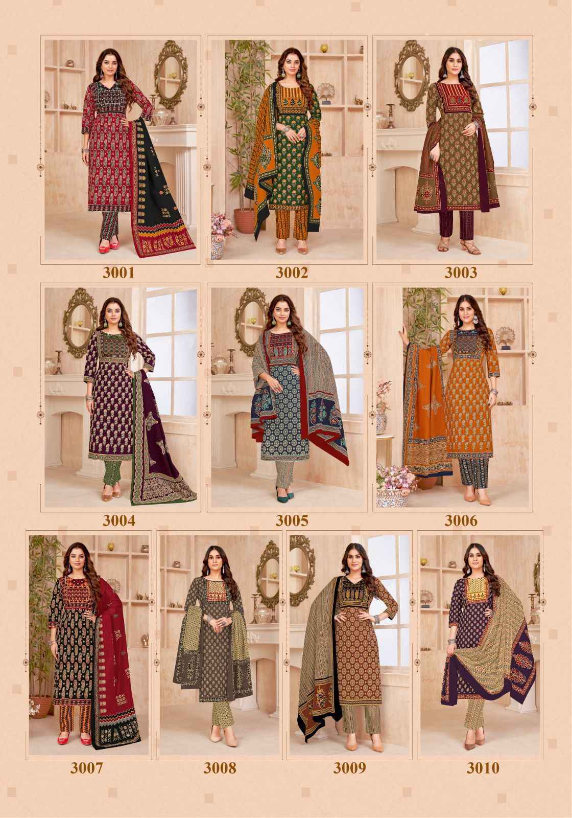 Miss World Choice Gamthi Vol-3 Cotton Dress Material (10 pcs Catalogue)