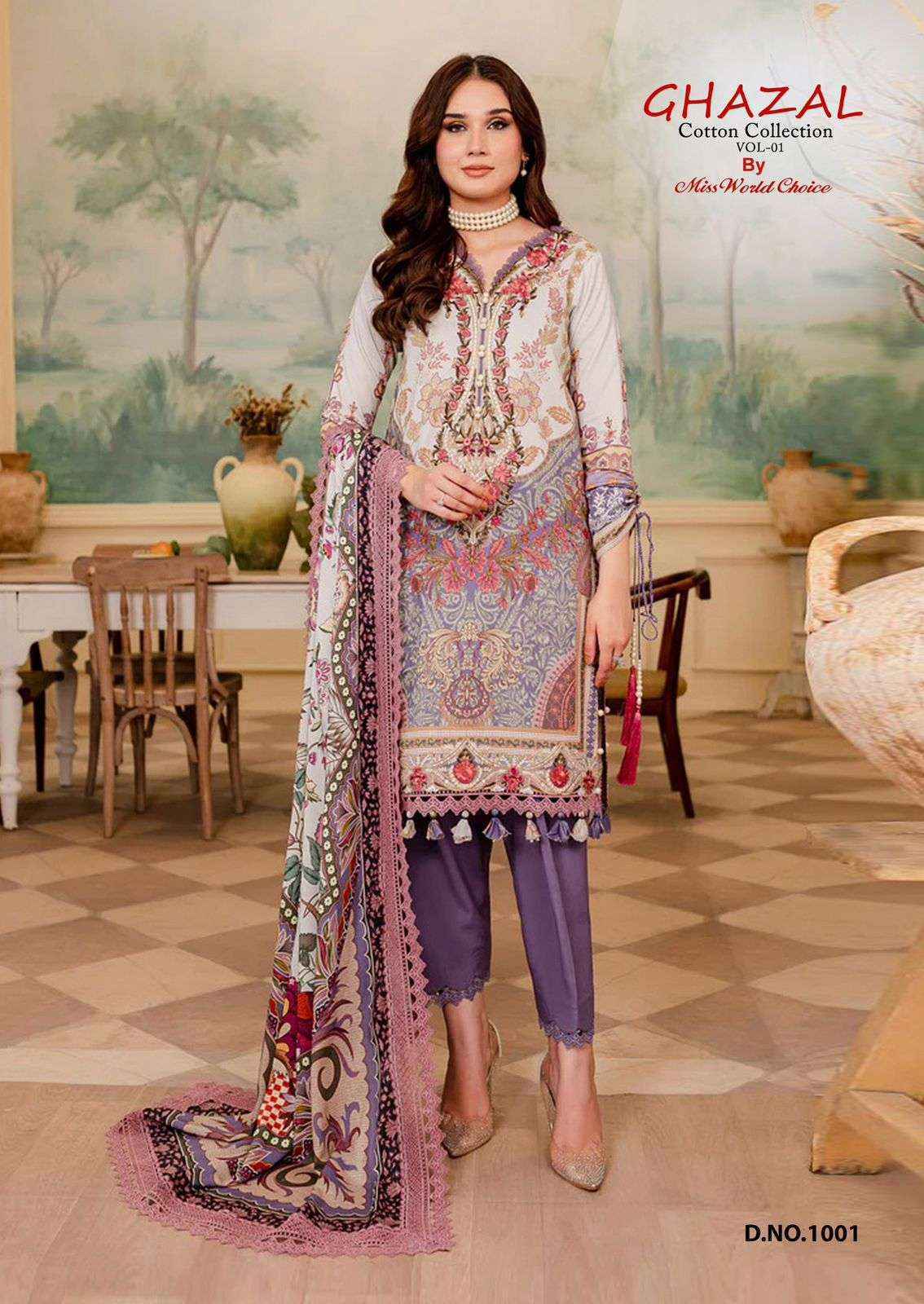 Miss World Choice Ghazal Vol-1 Cotton Dress Material (6 pcs Catalogue)