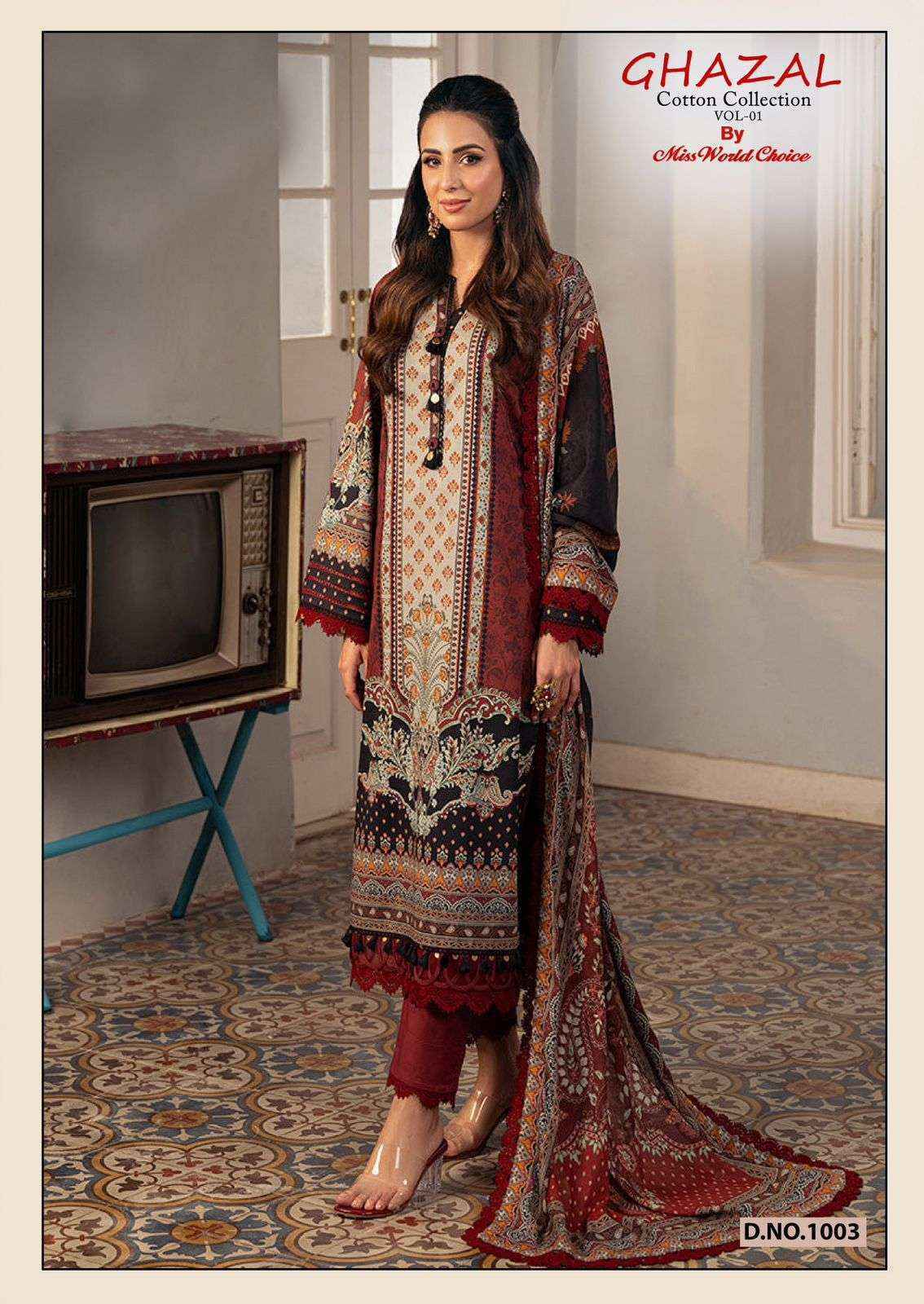 Miss World Choice Ghazal Vol-1 Cotton Dress Material (6 pcs Catalogue)