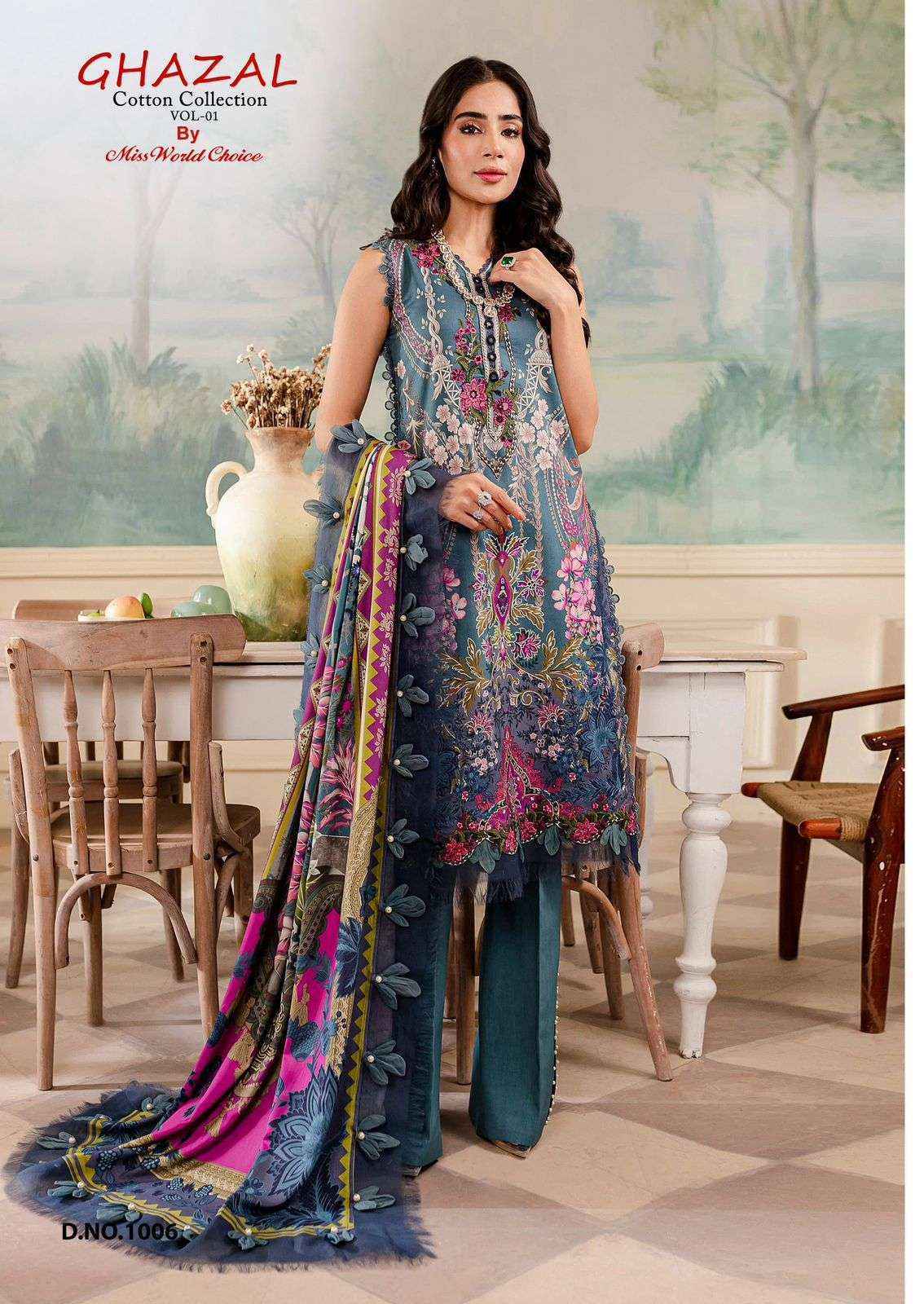 Miss World Choice Ghazal Vol-1 Cotton Dress Material (6 pcs Catalogue)