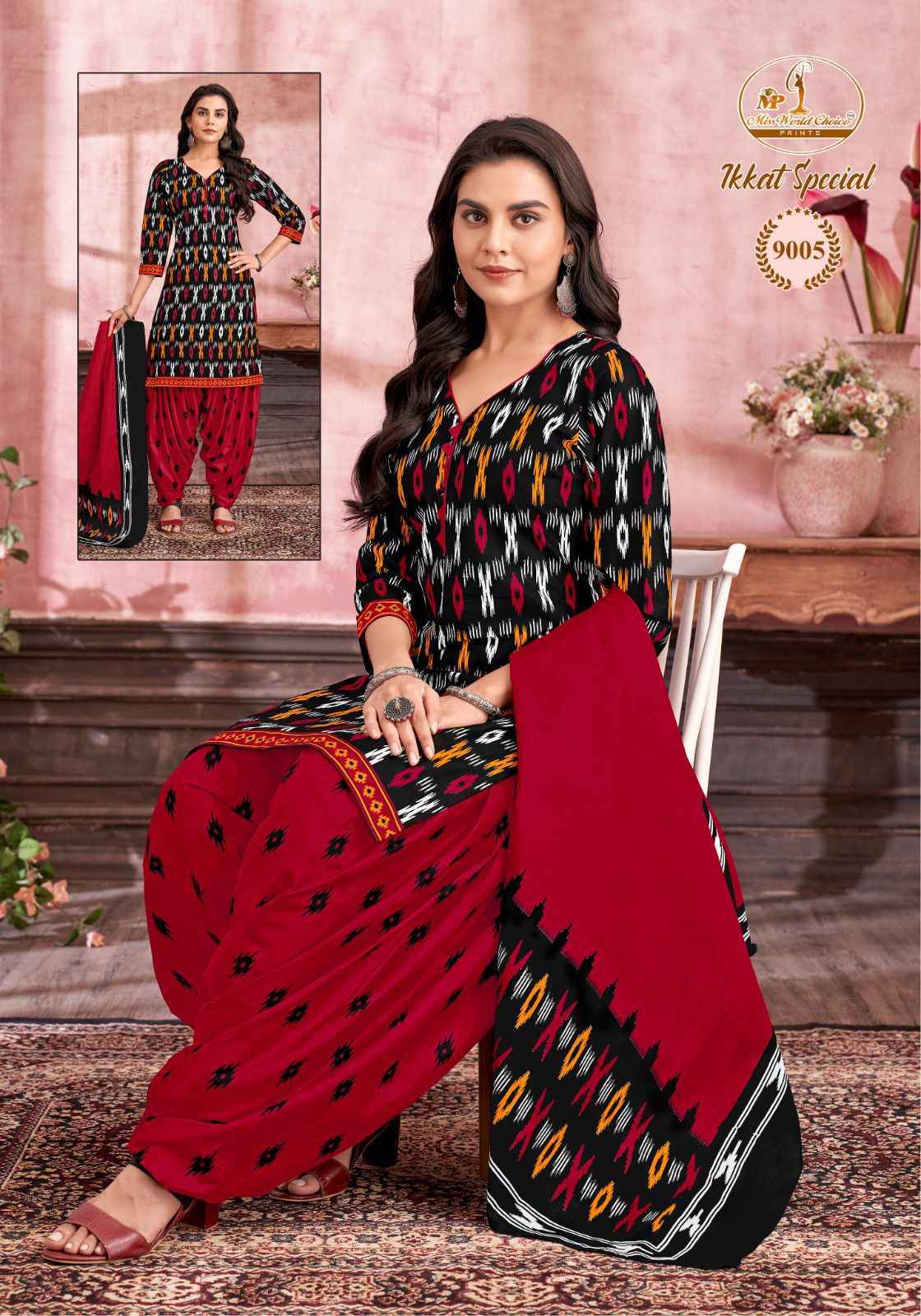 Miss World Choice Ikkat Special Vol-9 Cotton Dress Material (10 pcs Catalogue)