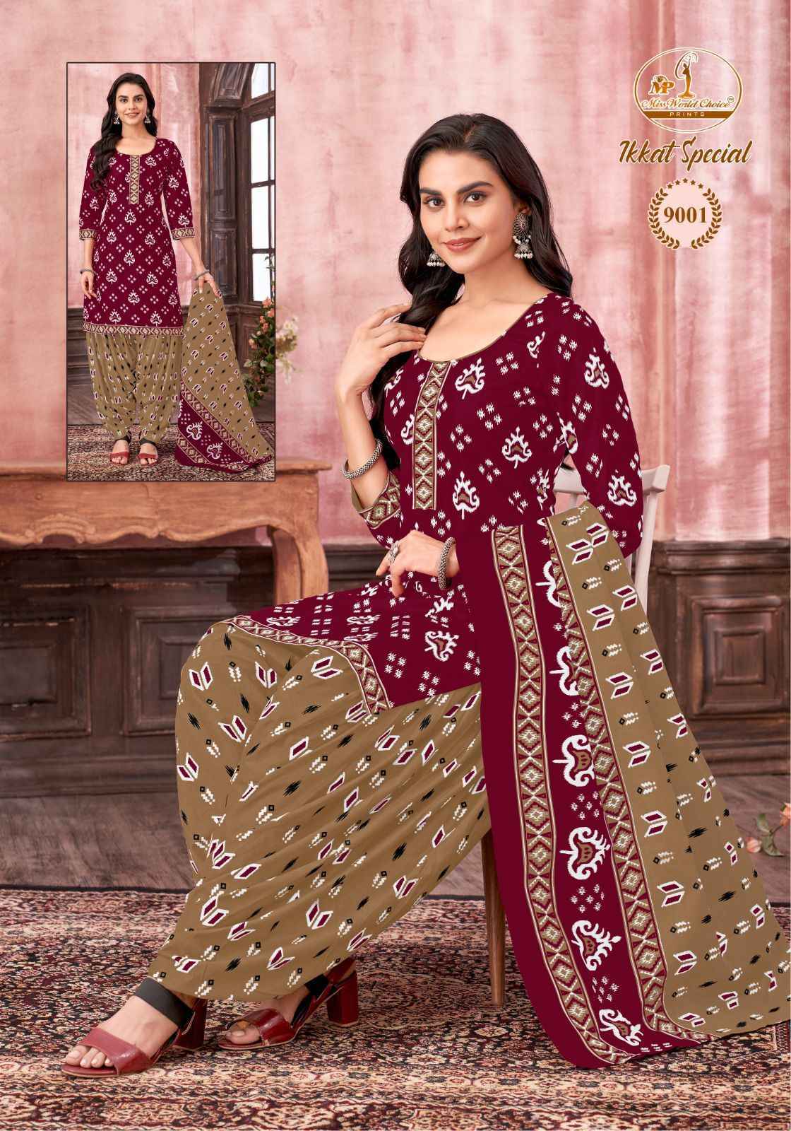 Miss World Choice Ikkat Special Vol-9 Cotton Dress Material (10 pcs Catalogue)
