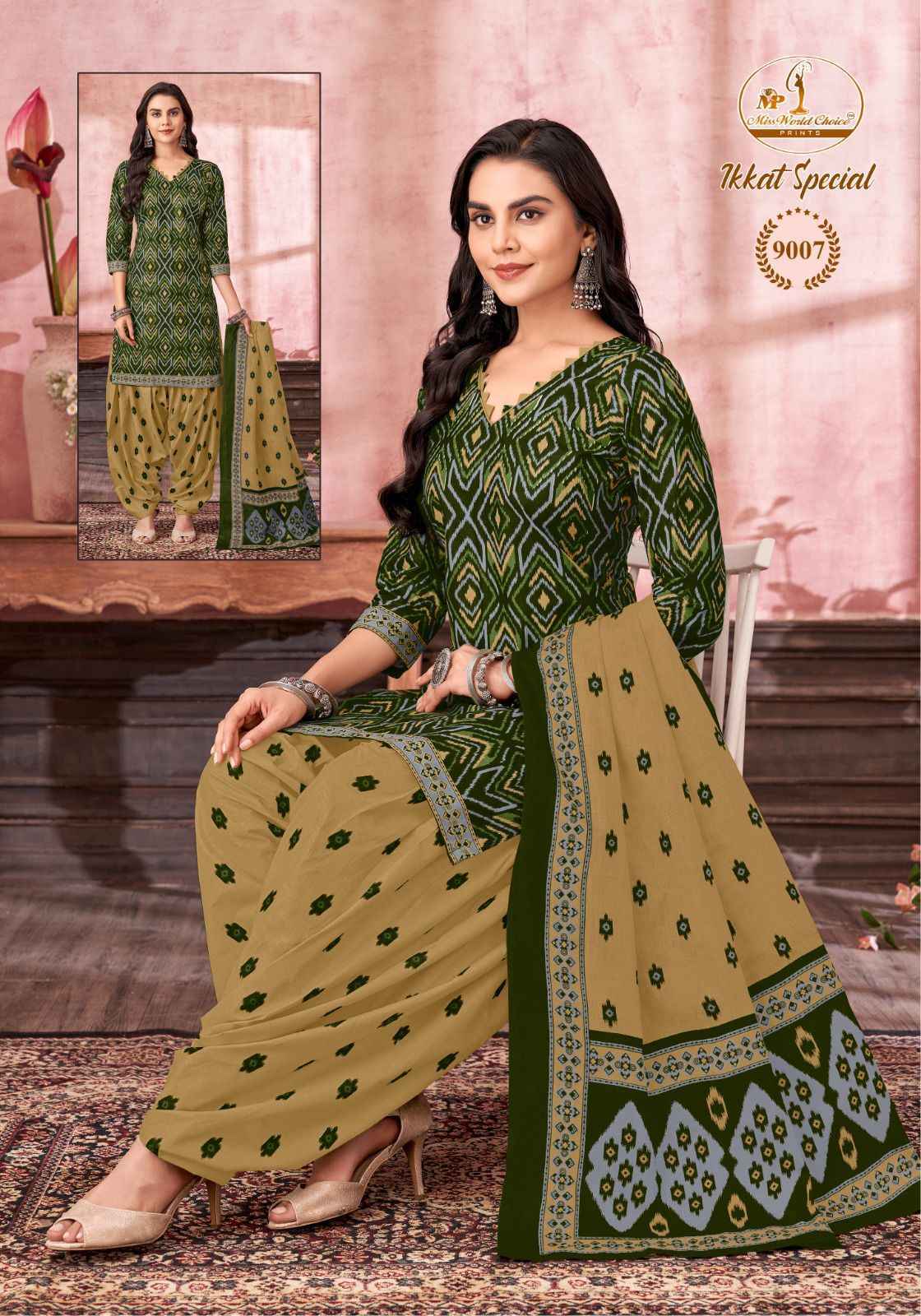 Miss World Choice Ikkat Special Vol-9 Cotton Dress Material (10 pcs Catalogue)