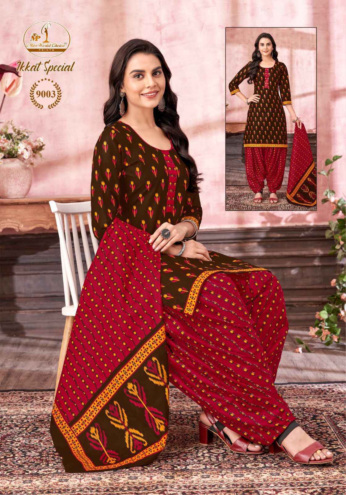 Miss World Choice Ikkat Special Vol-9 Cotton Dress Material (10 pcs Catalogue)