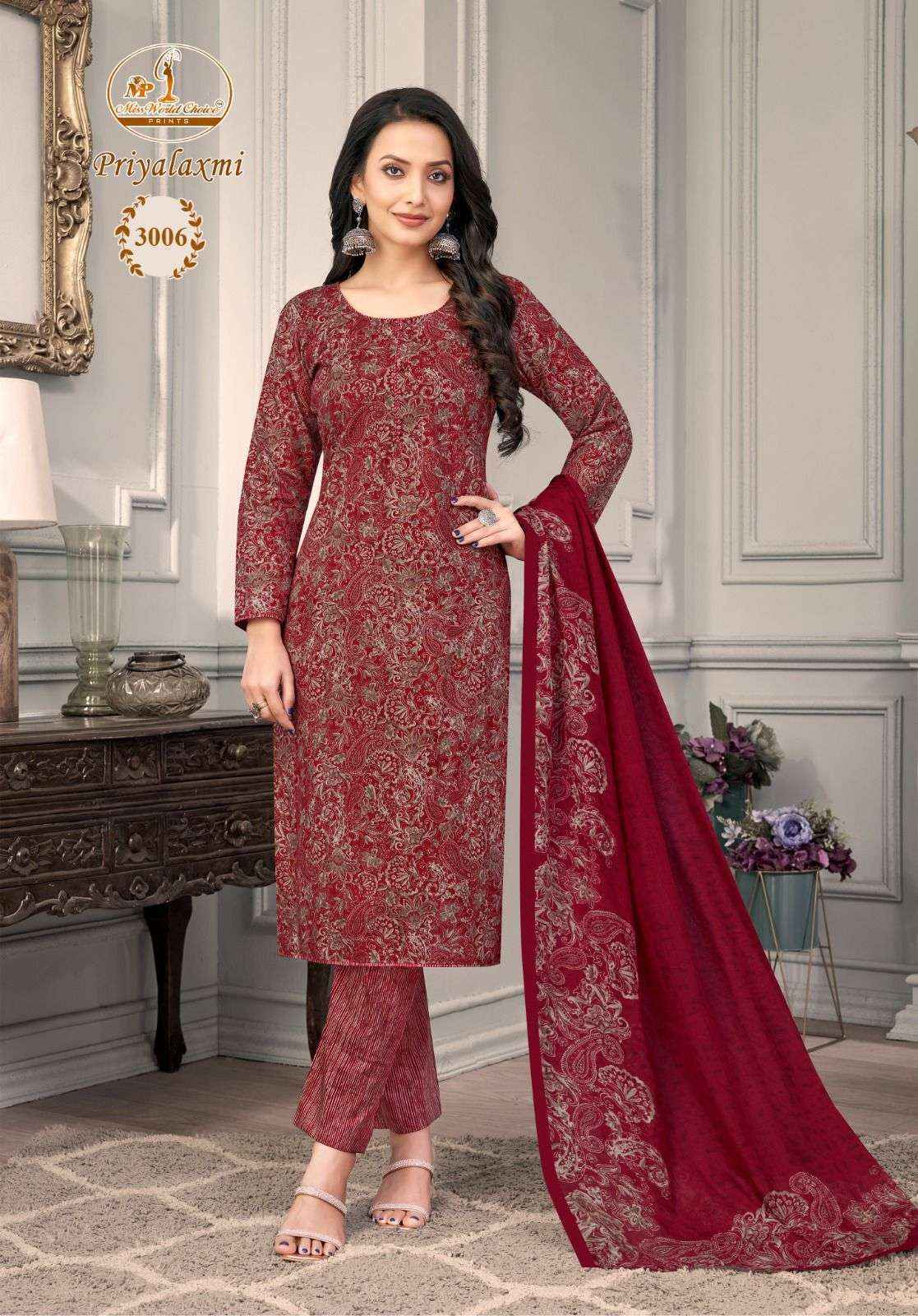 Miss World Choice Priyalaxmi Vol-3 Cotton Dress Material (10 pcs Catalogue)