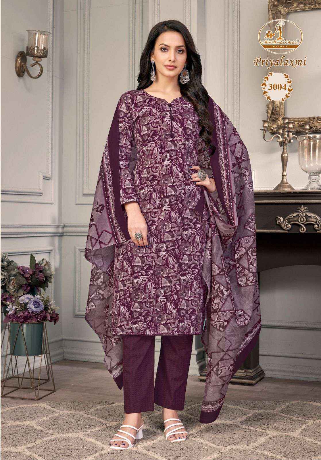 Miss World Choice Priyalaxmi Vol-3 Cotton Dress Material (10 pcs Catalogue)