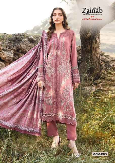 Miss World Choice Zainab Vol-1 Lawn Cotton Dress Material (6 pcs Catalogue)