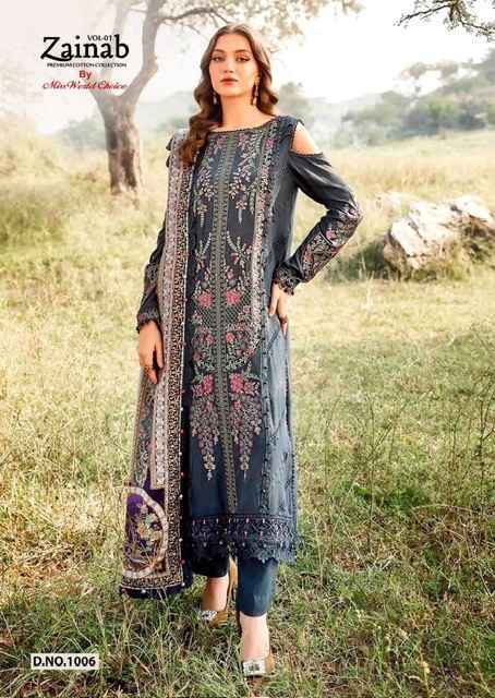 Miss World Choice Zainab Vol-1 Lawn Cotton Dress Material (6 pcs Catalogue)