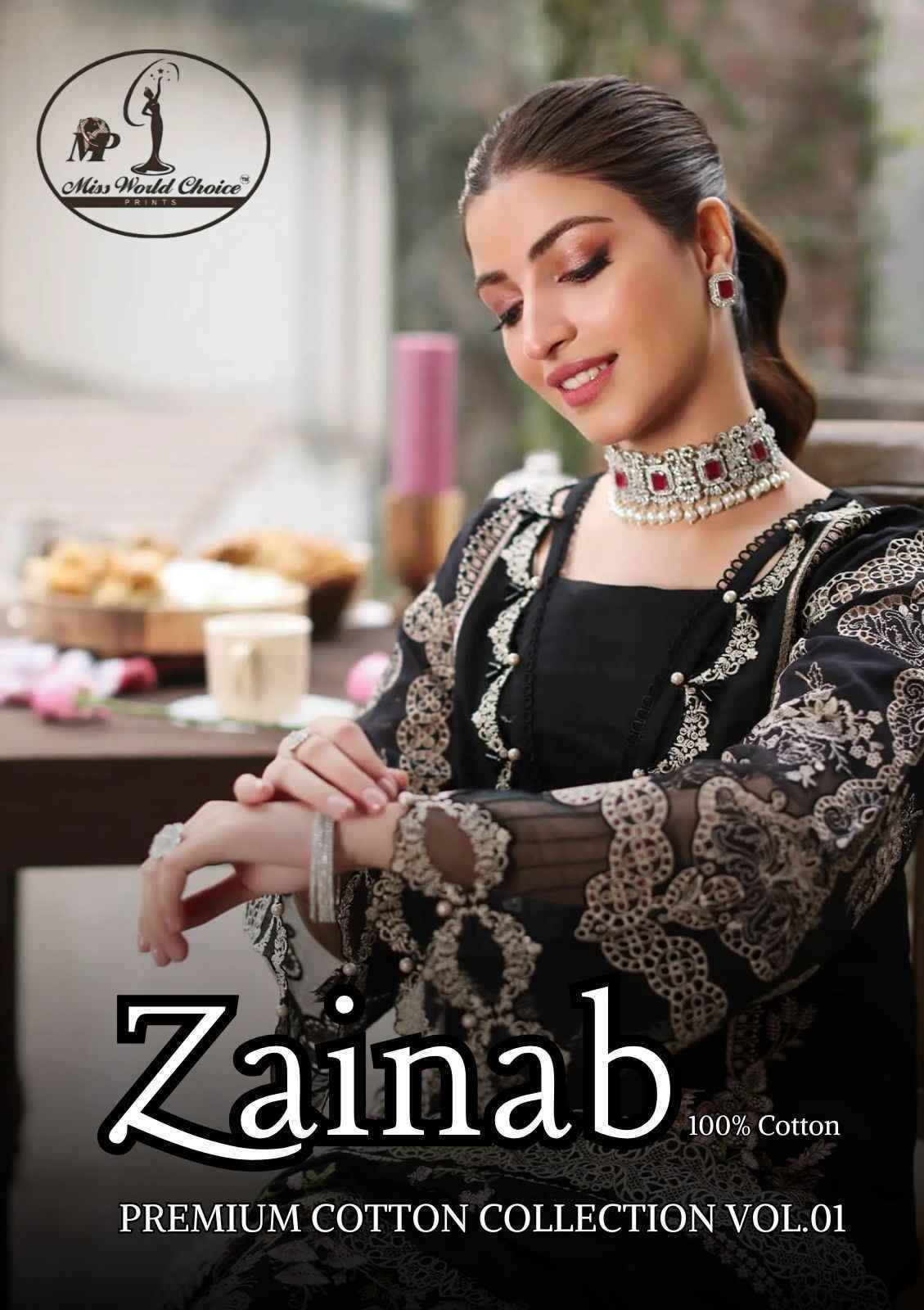Miss World Choice Zainab Vol-1 Lawn Cotton Dress Material (6 pcs Catalogue)