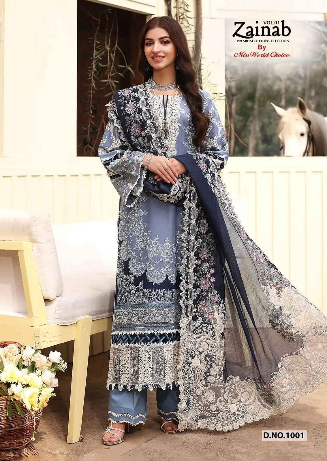 Miss World Choice Zainab Vol-1 Lawn Cotton Dress Material (6 pcs Catalogue)