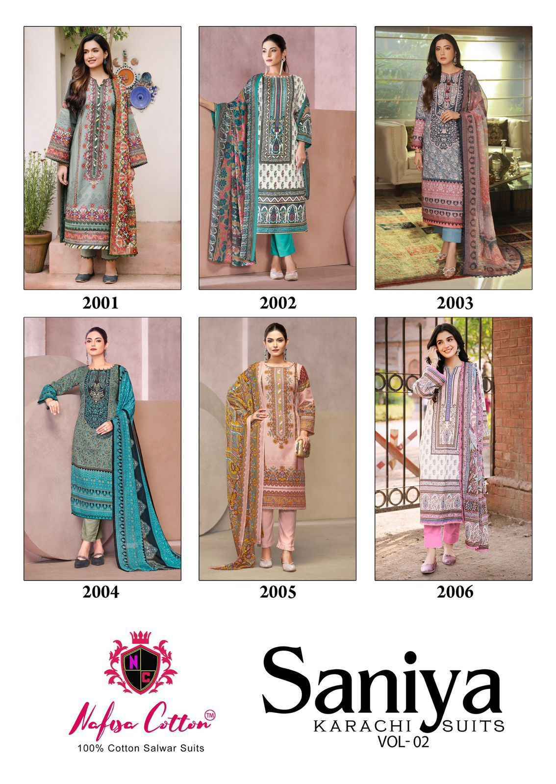 Nafisa Cotton Saniya Karachi Suits Vol-2 Cotton Dress Material (6 pcs Catalogue)
