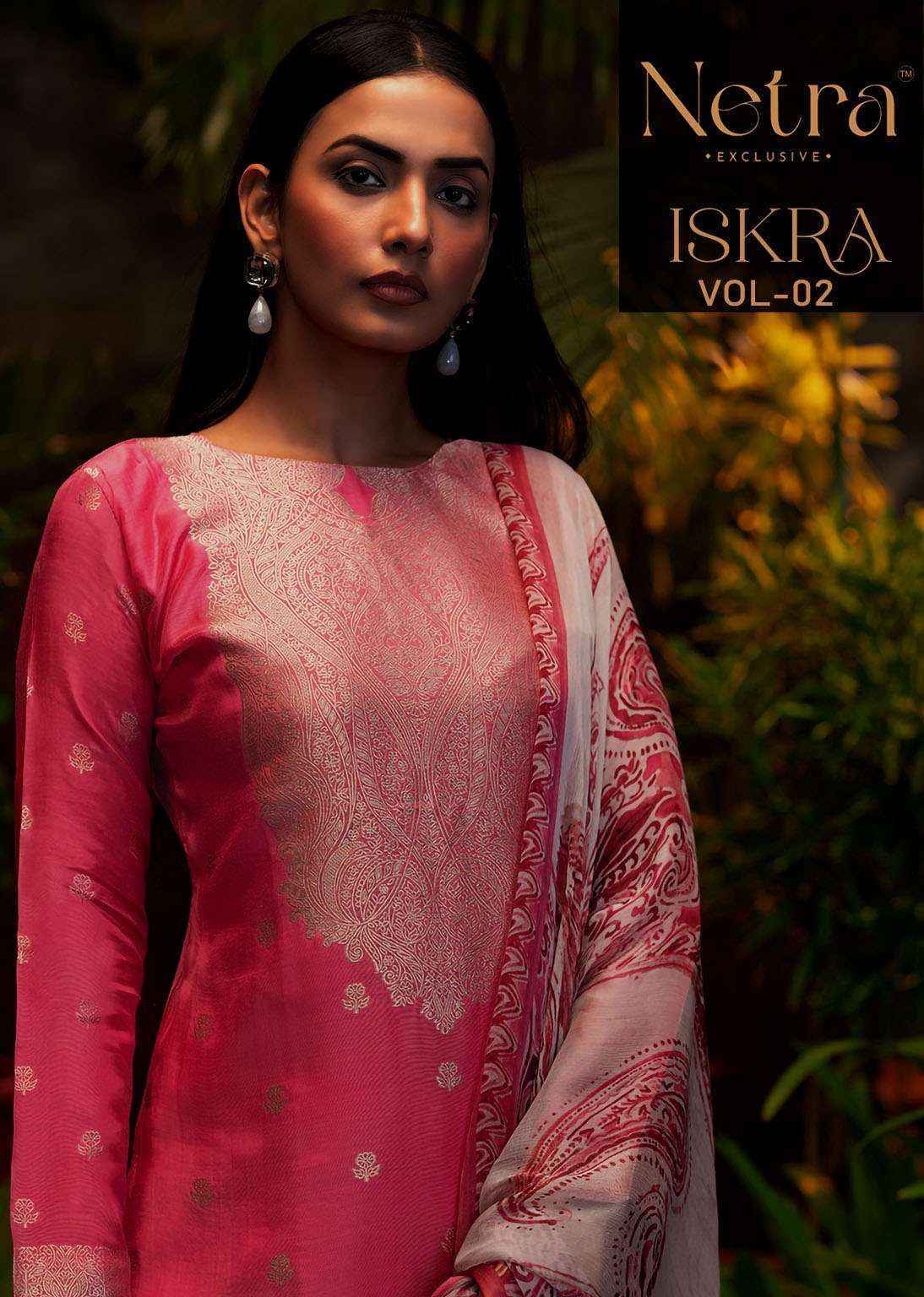Netra Iskra Vol-2 Musline Jacquard Dress Material (4 pcs Catalogue)