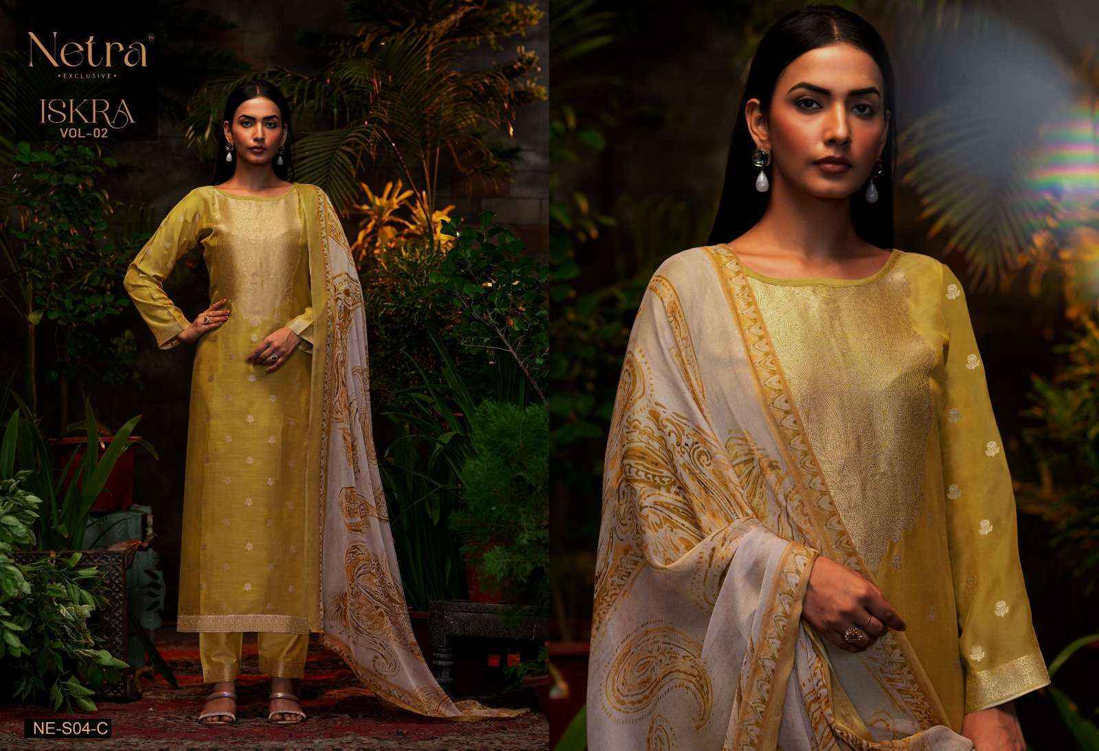 Netra Iskra Vol-2 Musline Jacquard Dress Material (4 pcs Catalogue)