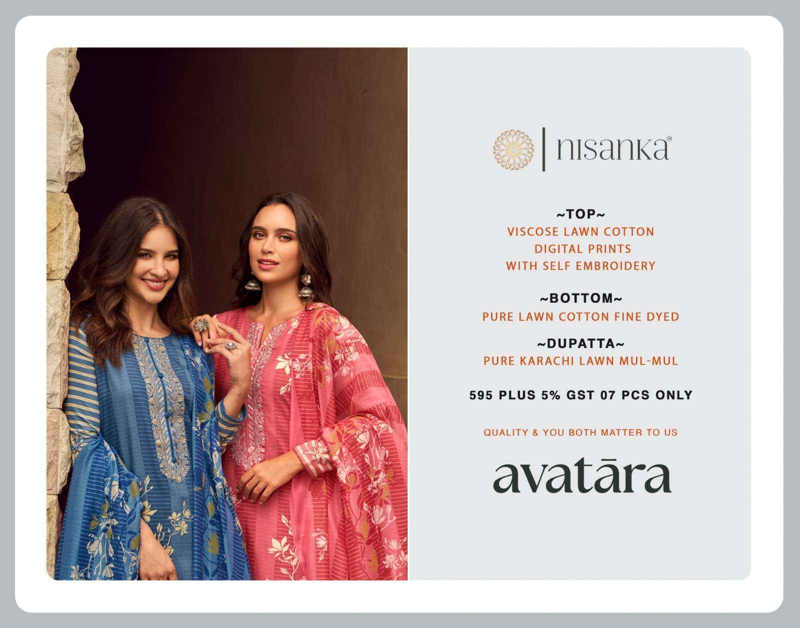 Nisanika Avatara Lawn Cotton Dress Material (7 pcs Catalogue)