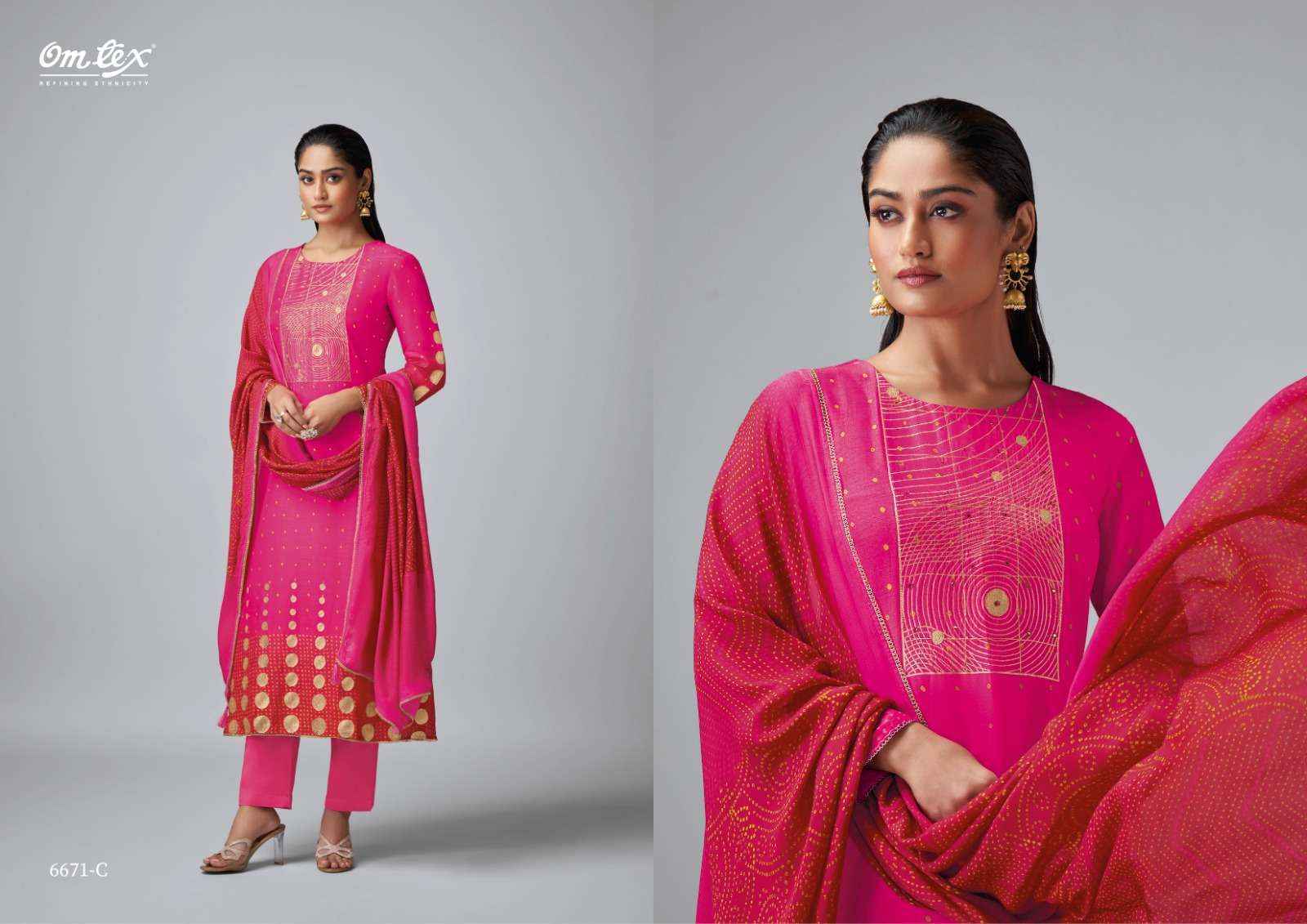 Omtex Darshini Muslin Jacquard Dress Material (4 pcs Catalogue)