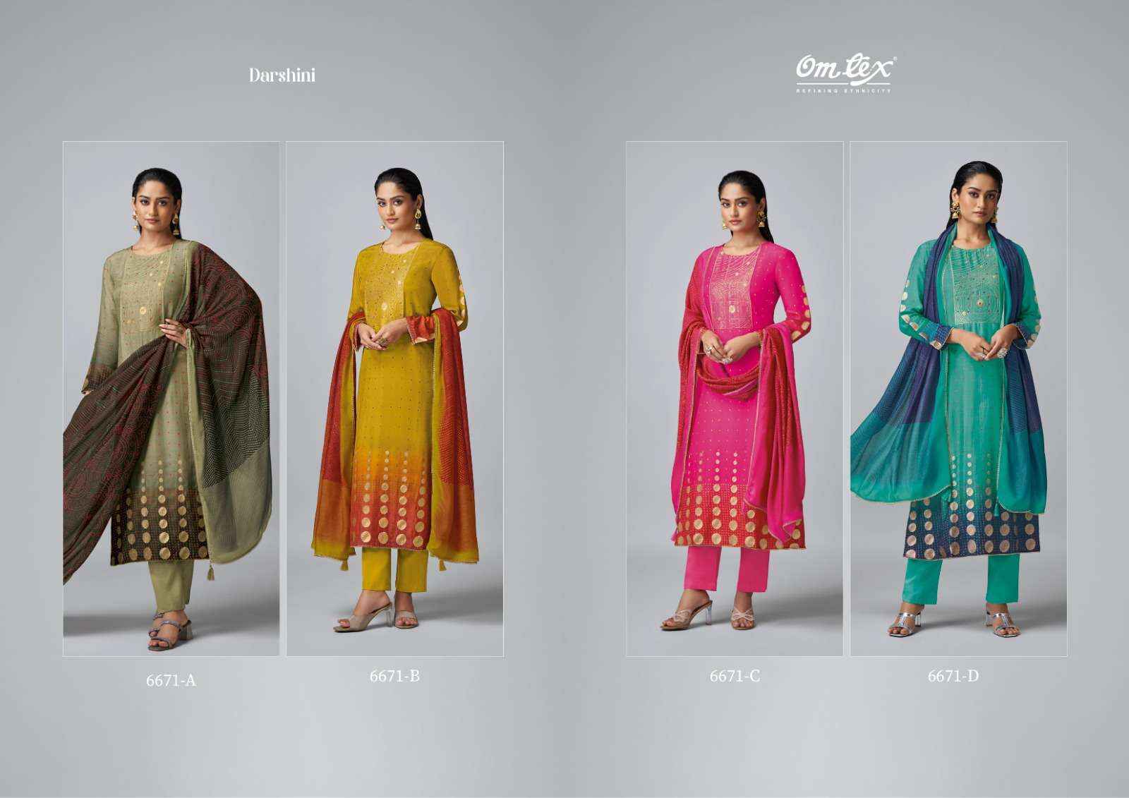 Omtex Darshini Muslin Jacquard Dress Material (4 pcs Catalogue)