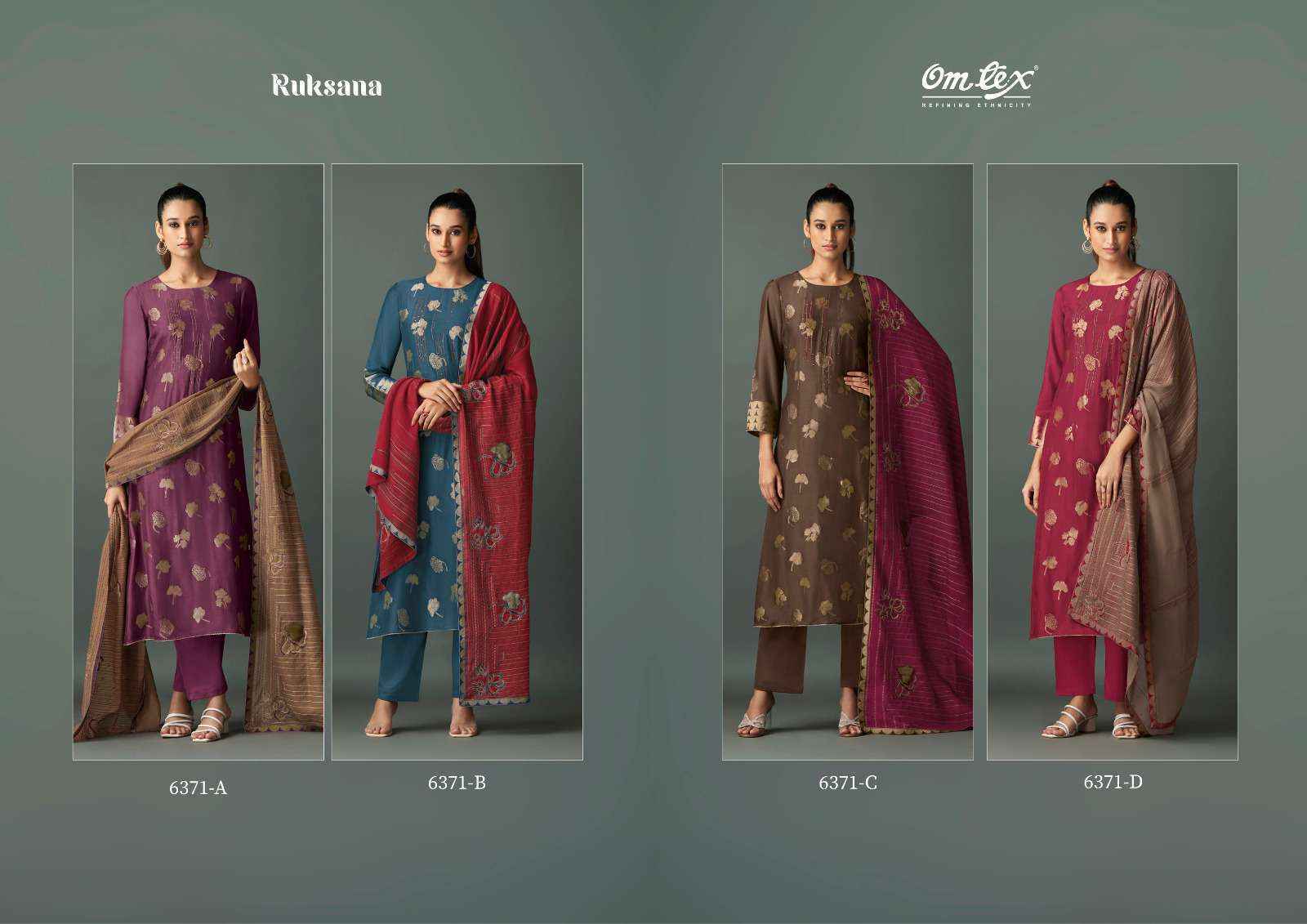 Omtex Ruksana Musline Jacquard Dress Material (4 pcs Catalogue)