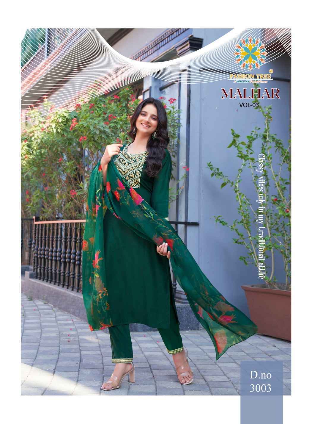 Passion Tree Malhar Vol-3 Roman Silk Readymade Suit (8 pcs Catalogue)