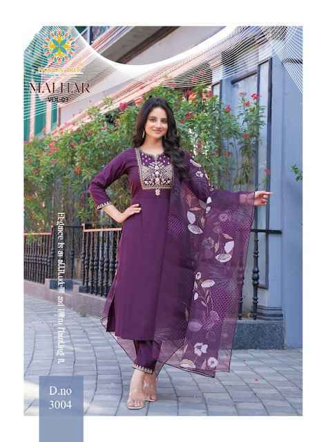 Passion Tree Malhar Vol-3 Roman Silk Readymade Suit (8 pcs Catalogue)