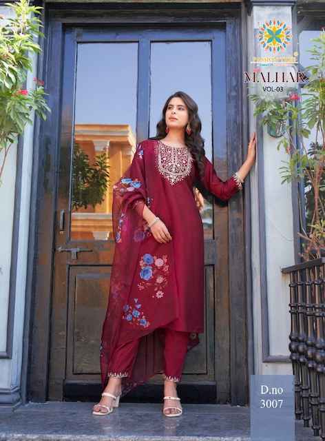 Passion Tree Malhar Vol-3 Roman Silk Readymade Suit (8 pcs Catalogue)