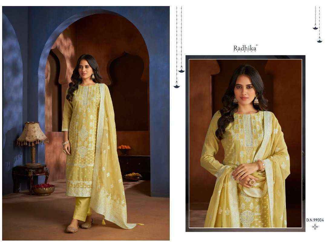 Radhika Fashion Azara Banarasi Adha Cotton Jacquard Dress Material 6 pcs Catalogue