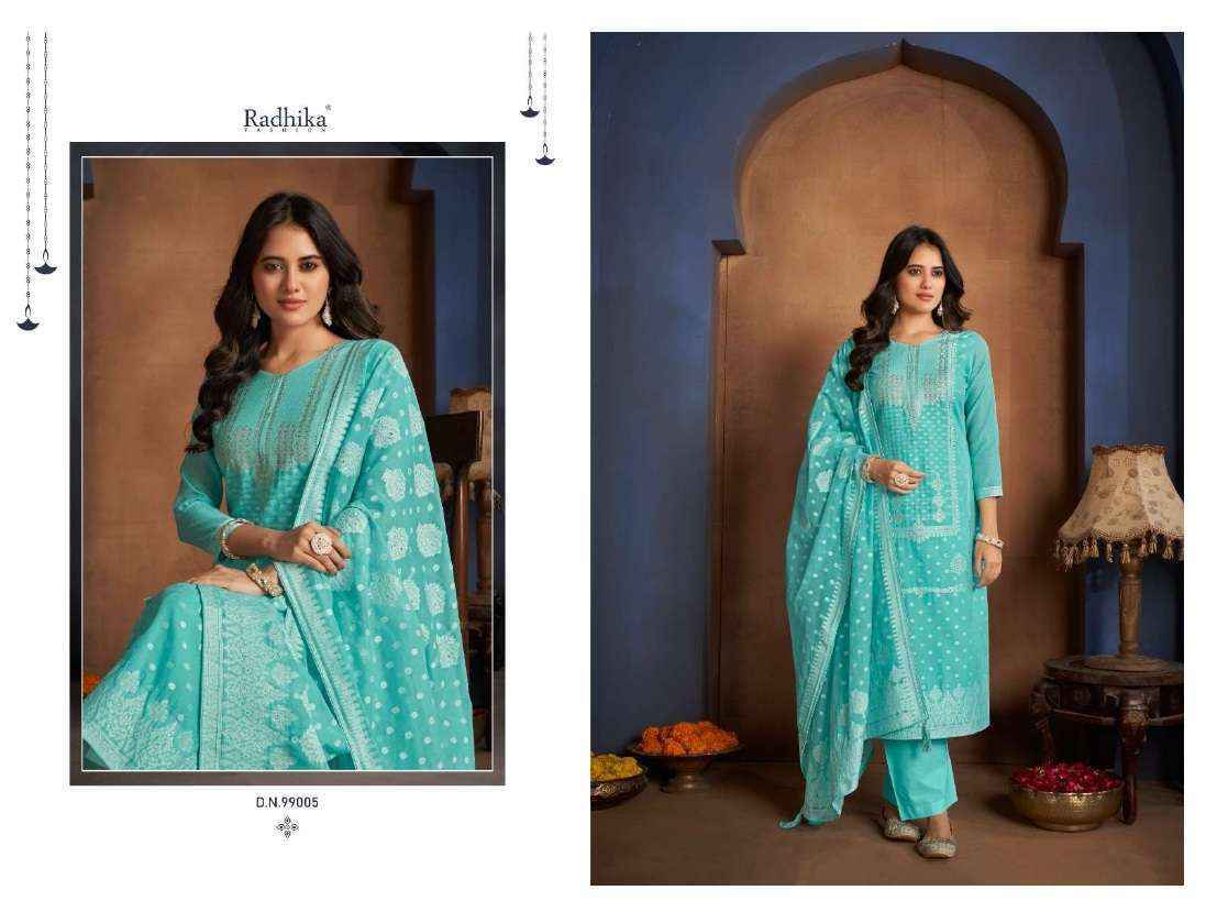 Radhika Fashion Azara Banarasi Adha Cotton Jacquard Dress Material 6 pcs Catalogue