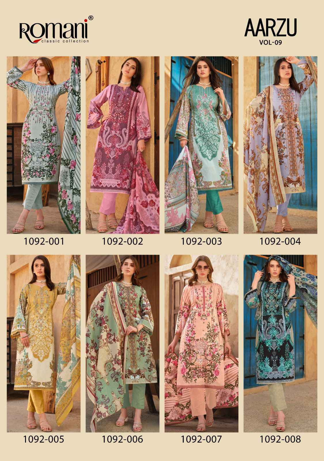 Romani Aarzu Vol-9 Cotton Dress Material (8 pcs Catalogue)