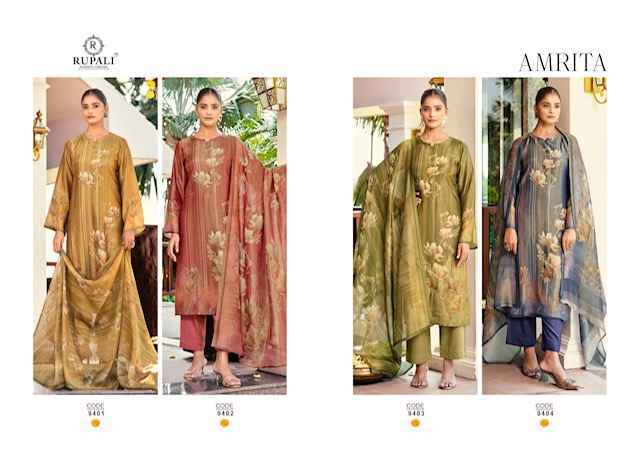 Rupali Fashion Amrita Simmer Tissue Dress Material (4 pcs Catalogue)