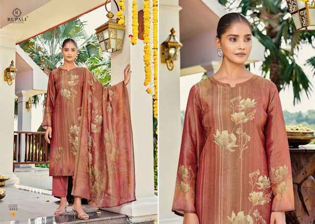 Rupali Fashion Amrita Simmer Tissue Dress Material (4 pcs Catalogue)