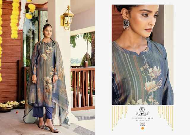 Rupali Fashion Amrita Simmer Tissue Dress Material (4 pcs Catalogue)