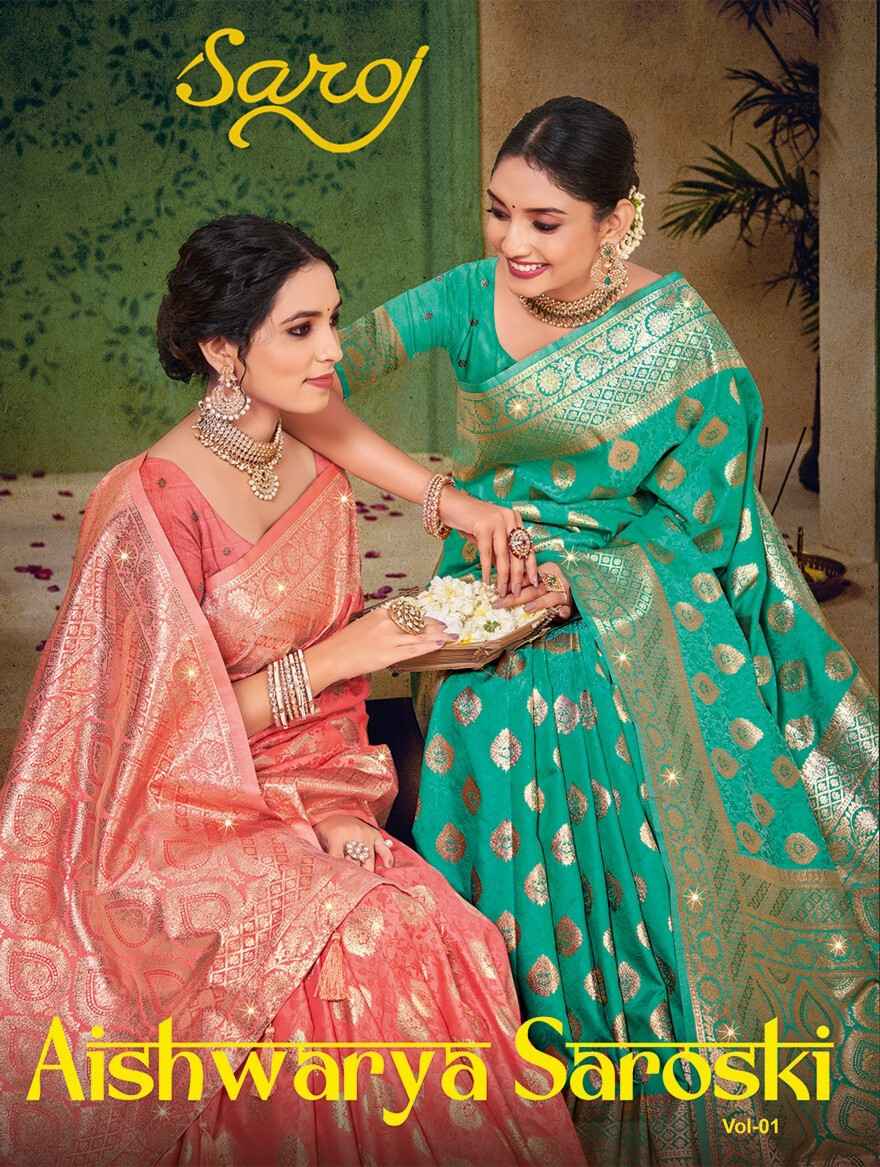 Saroj Aishwarya Silk Swarovski Saree (4 pcs Catalogue)