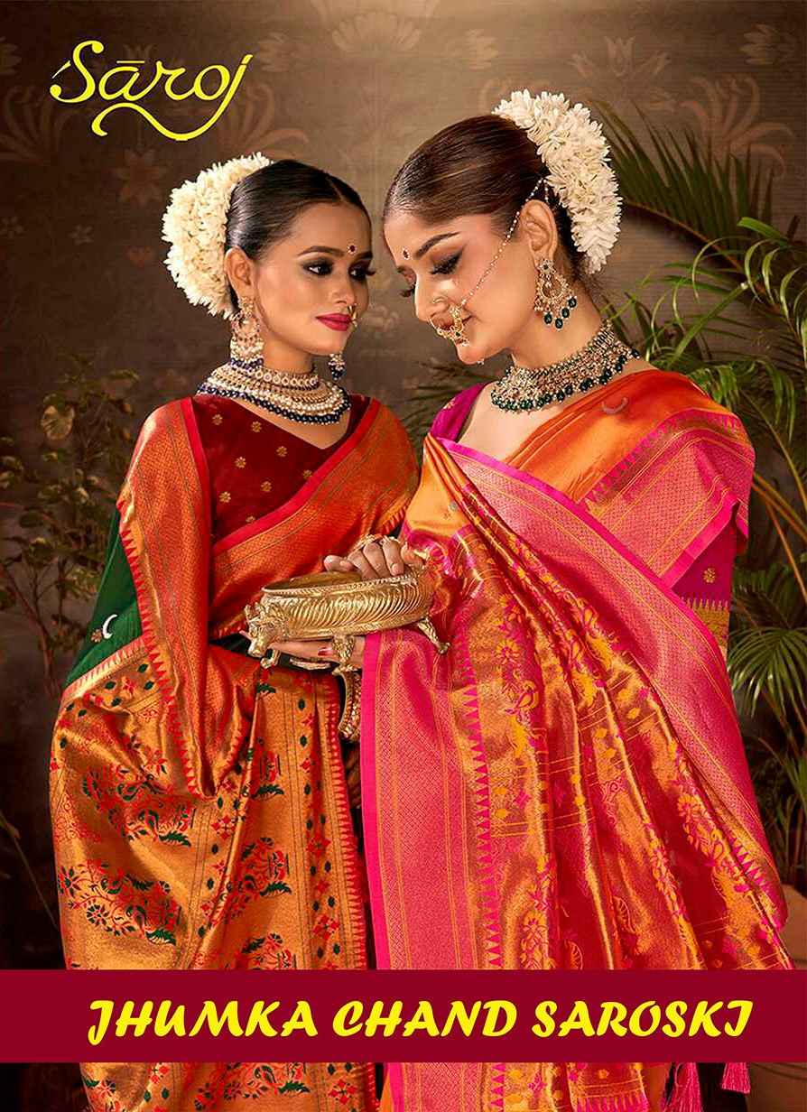 Saroj Jhumka Chand Swarovski Silk Rich Pallu Saree (8 pcs Catalogue)