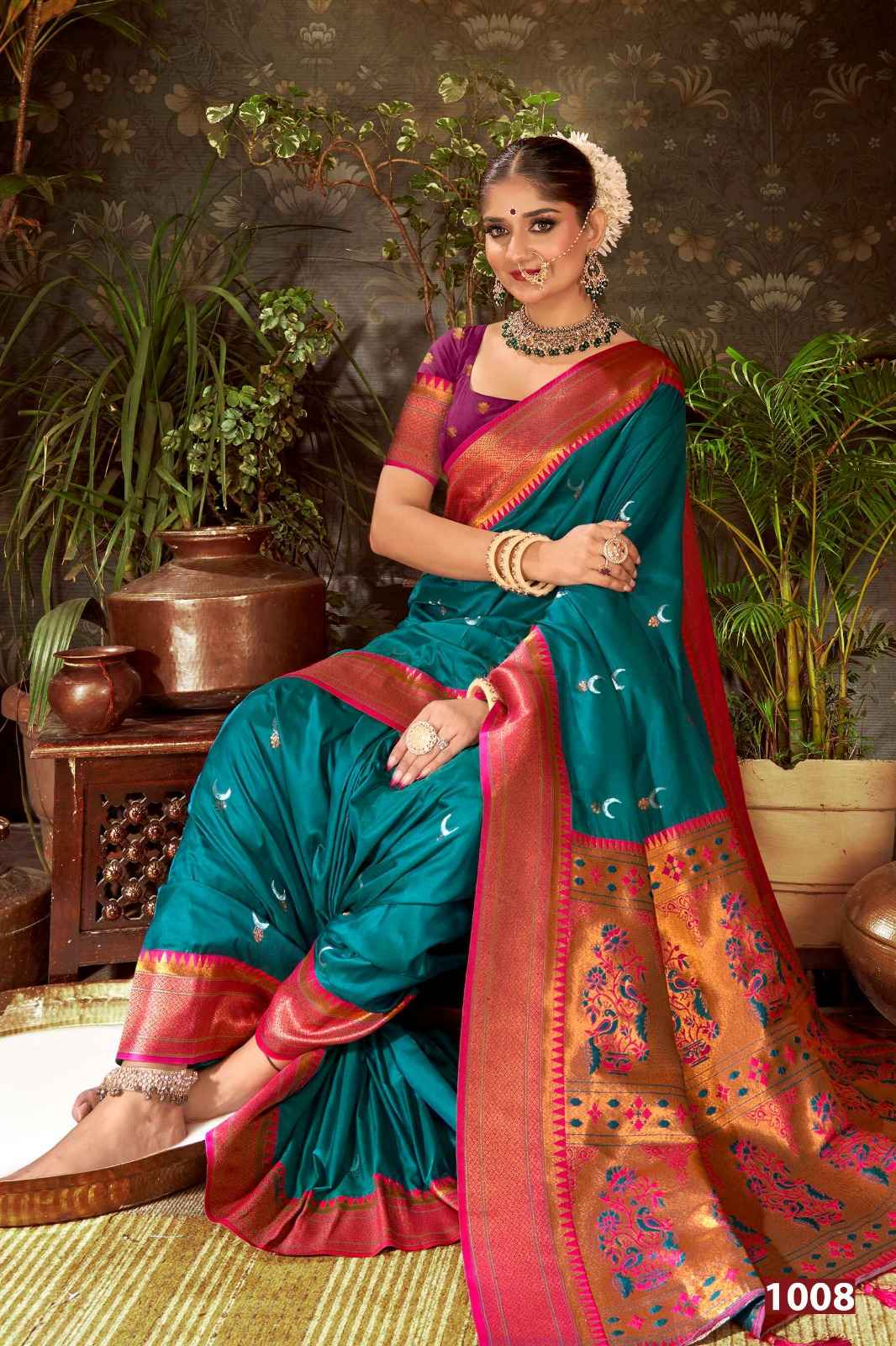 Saroj Jhumka Chand Swarovski Silk Rich Pallu Saree (8 pcs Catalogue)