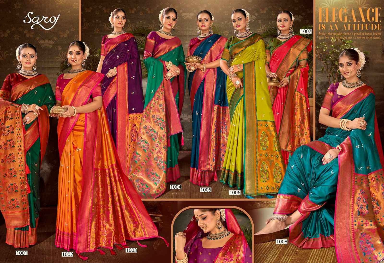 Saroj Jhumka Chand Swarovski Silk Rich Pallu Saree (8 pcs Catalogue)