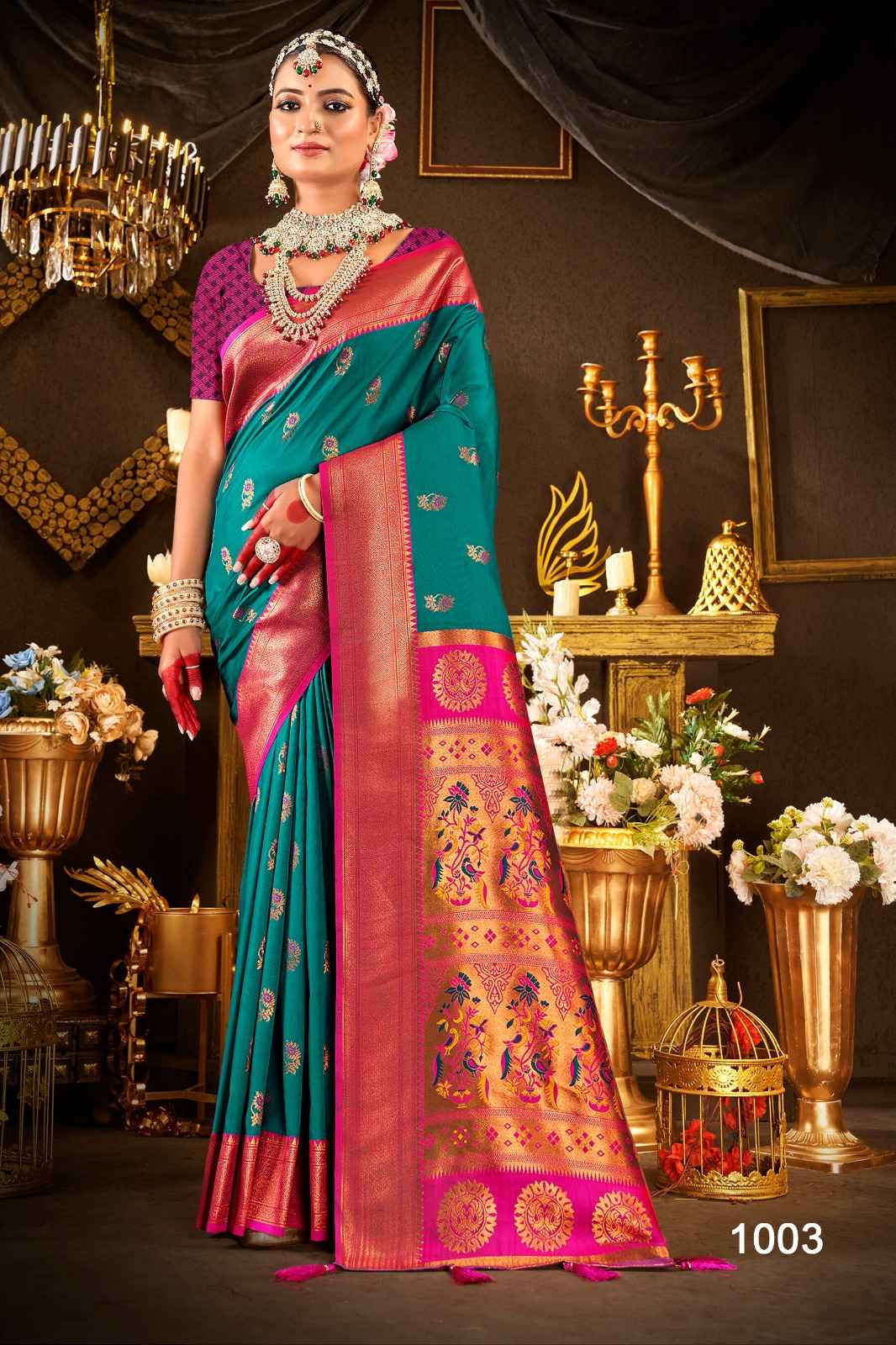 Saroj Nath Paithani Swarovski Silk Rich Pallu Saree (8 pcs Catalogue)