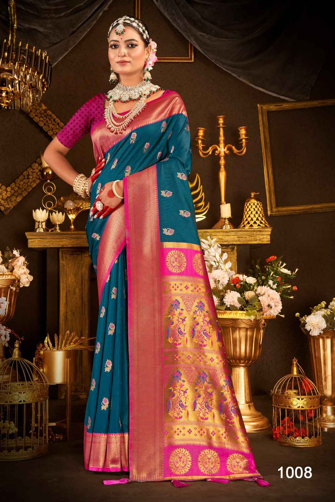 Saroj Nath Paithani Swarovski Silk Rich Pallu Saree (8 pcs Catalogue)