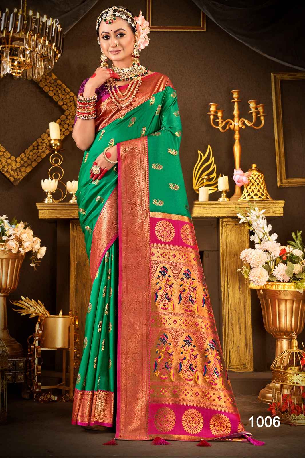 Saroj Nath Paithani Swarovski Silk Rich Pallu Saree (8 pcs Catalogue)