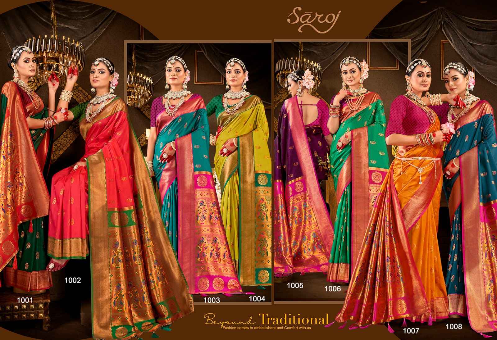 Saroj Nath Paithani Swarovski Silk Rich Pallu Saree (8 pcs Catalogue)