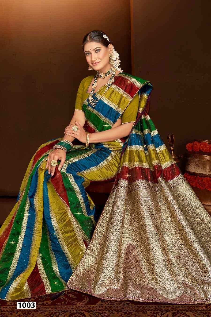 Saroj Shivika Organza Swarovski Saree (6 pcs Catalogue)
