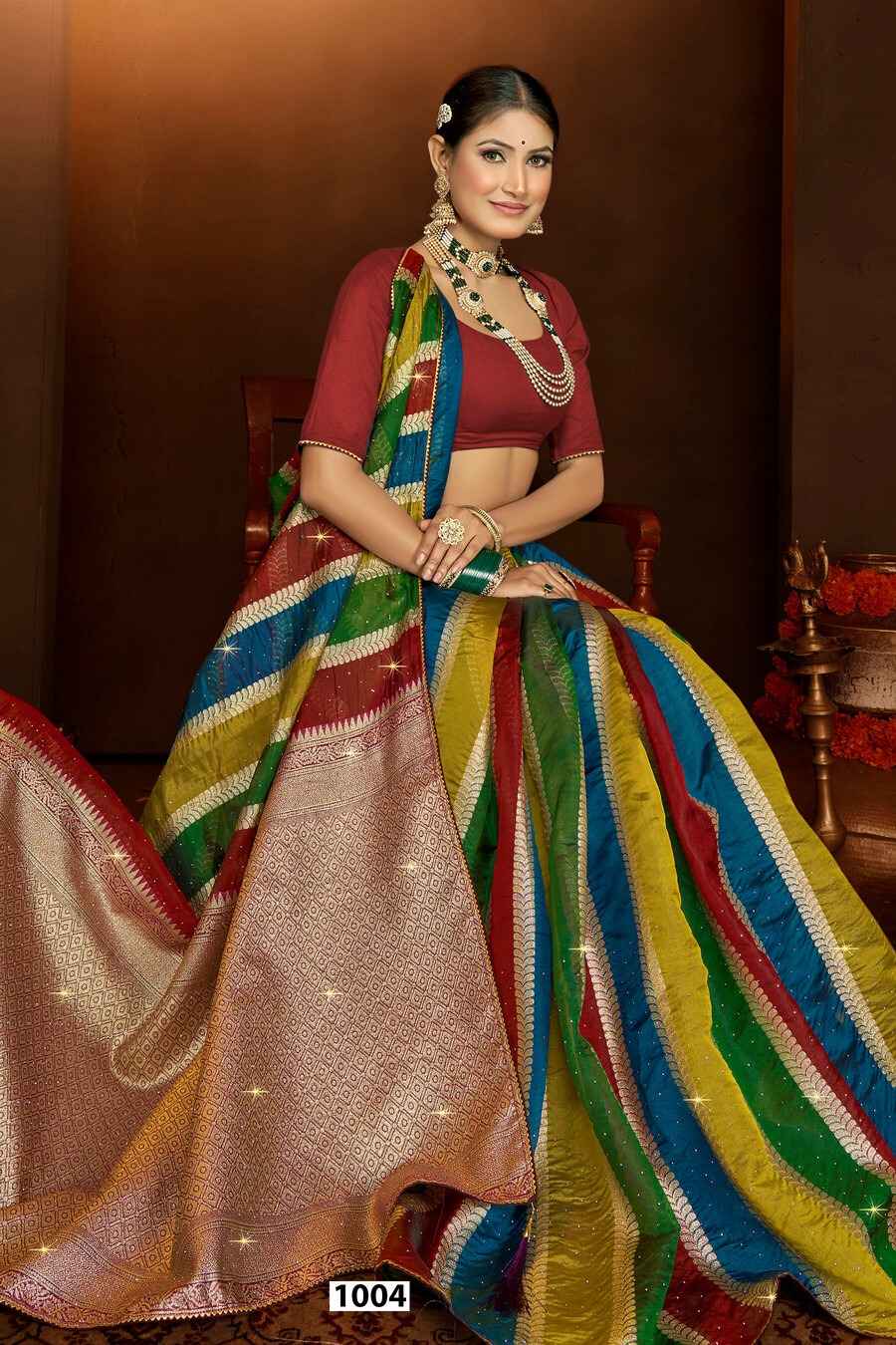 Saroj Shivika Organza Swarovski Saree (6 pcs Catalogue)