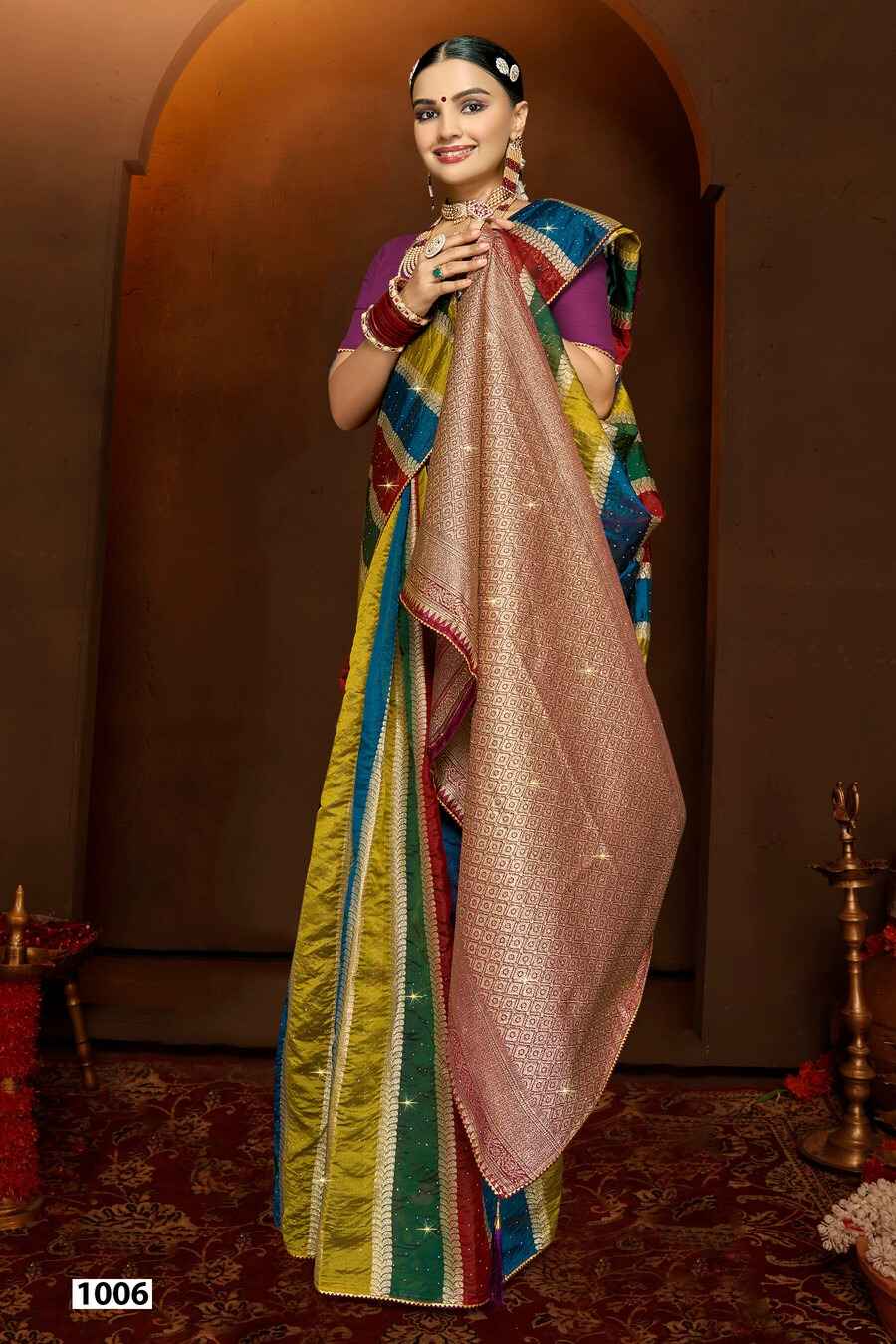 Saroj Shivika Organza Swarovski Saree (6 pcs Catalogue)