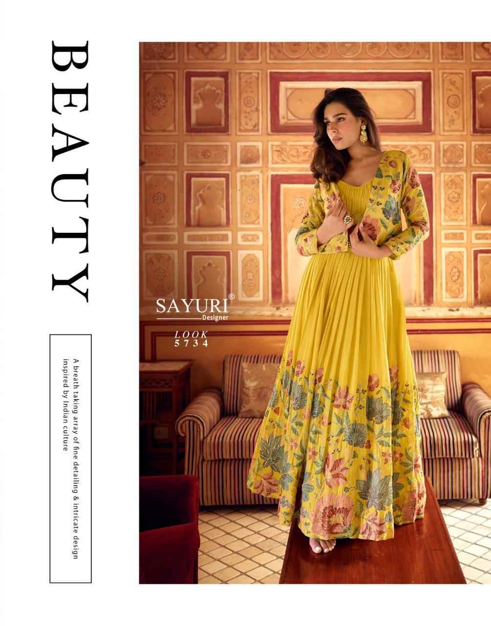Sayuri Designer Indira Readymade Chinon Silk Dress (3 pcs Catalogue)