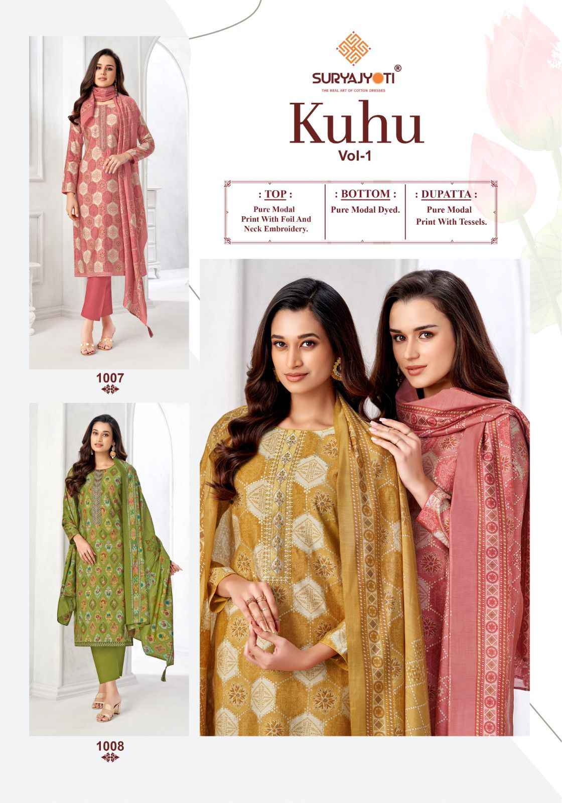 Suryajyoti Kuhu Vol-1 Pure Modal Dress Material (6 pcs Catalogue)